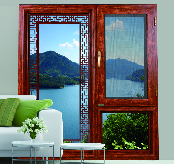 126斷橋木紋外開(kāi)上懸一體窗